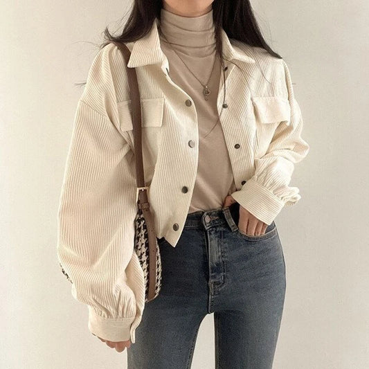 Chic Pockets Cropped Jacket
